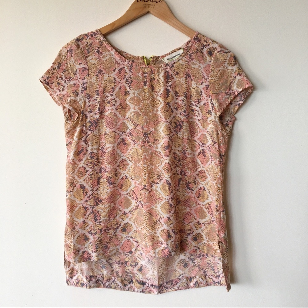 Anthropologie Fynn and Rose Silk Pink Shirt XS
